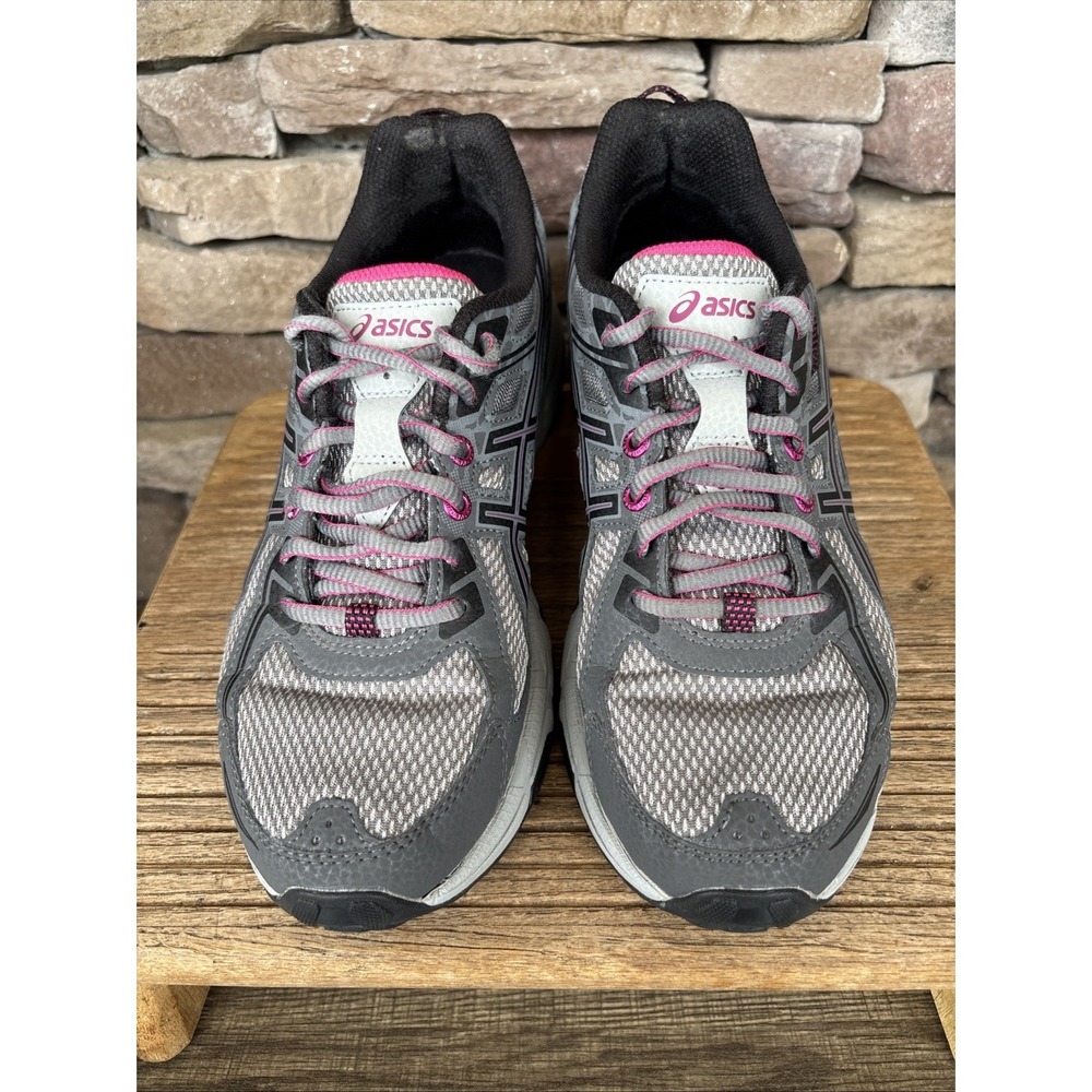 ASICS Gel Venture 7 Women's Running Grey With Hot Pink Trim Sz 8